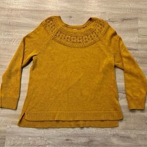 Sonoma Pointelle Neckline Gold Cotton Blend Women’s Sweater Size 2XL Long Sleeve